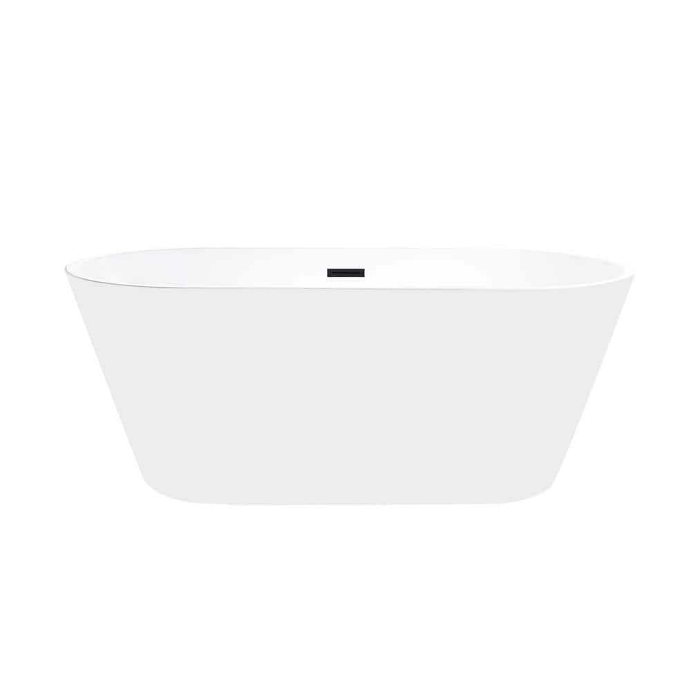 Vanity Art Domme 29.7 in. Acrylic Non-Slip Flatbottom Freestanding Soaking Bathtub with Center Drain (3)