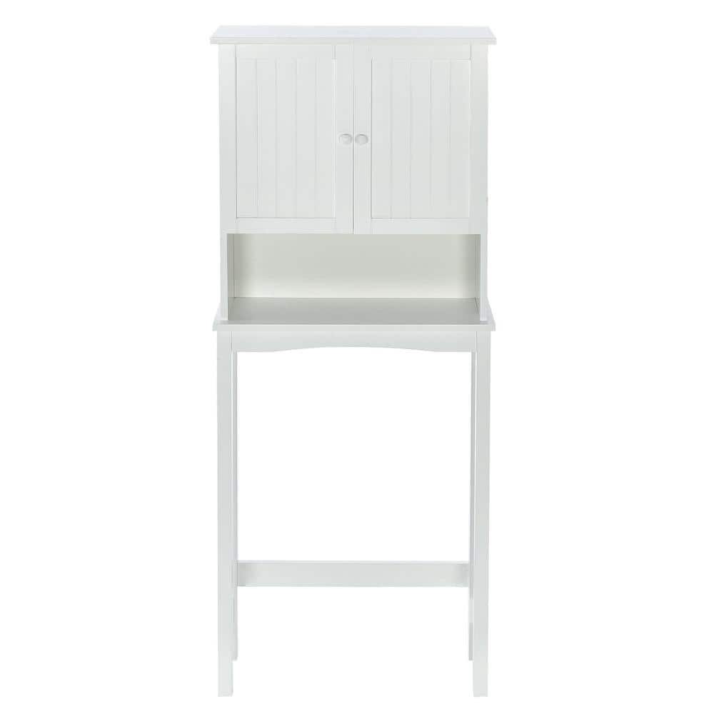 Unbranded 23.6 in. W x 8.8 in. D x 62.2 in. H Over-The-Toilet Bathroom Storage Wall Cabinet in White with Adjustable Shelf, Doors