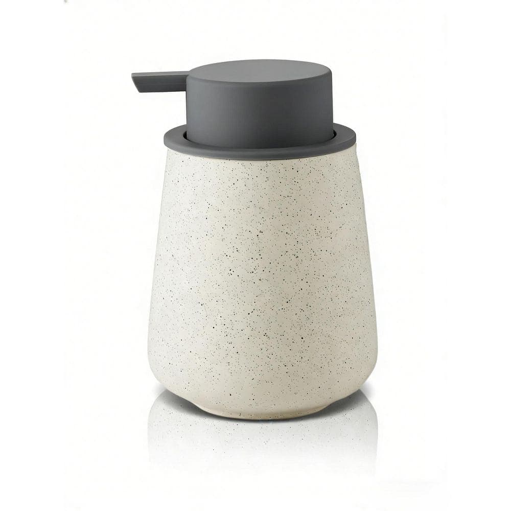 Wudkey Speckled Matte Beige Ceramic Foaming Soap and Lotion Dispenser with Removable Grey Pump (1)