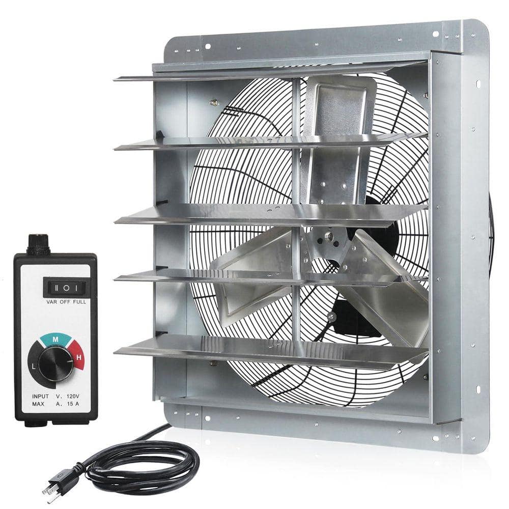 Unbranded 24 in. Shutter Exhaust Fan with Speed Controller, 4200CFM High Speed, Wall Mounted Vent Fan Electric Powered Aluminum