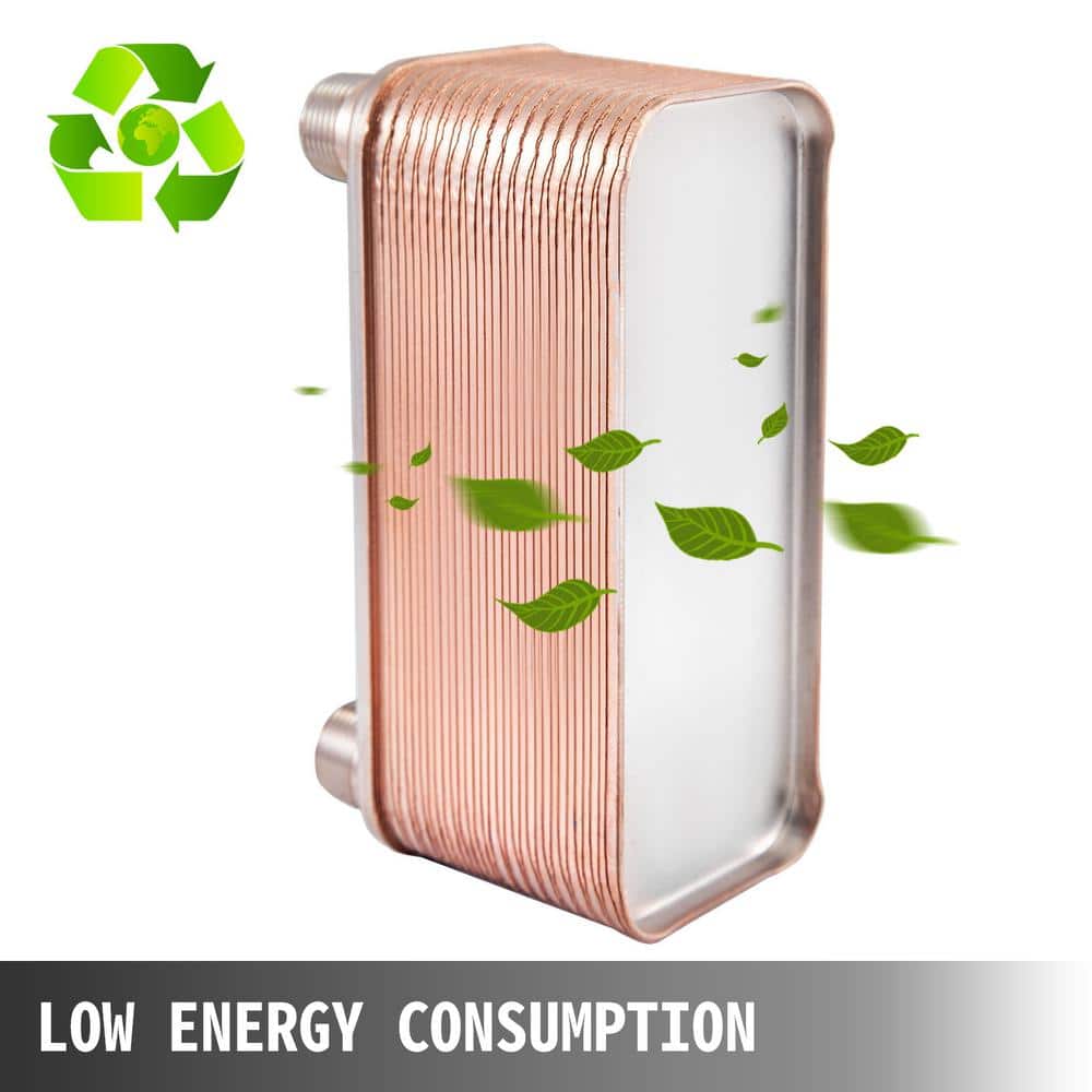 VEVOR Heat Exchanger 3 In. x 7.5 in. 30 Plates 316L 3/4 In. MPT Heat Exchanger B12-30 Beer Wort Chiller for Hydronic Heating (3)