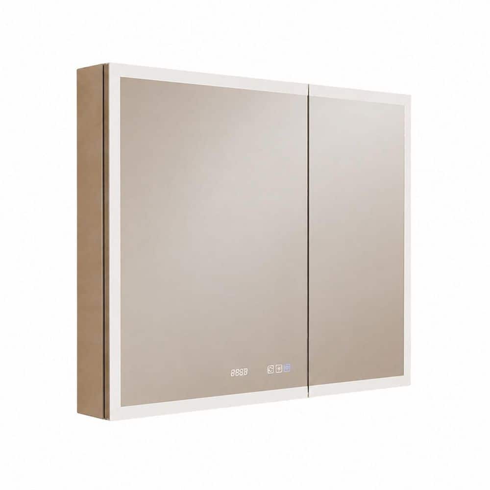 FUNKOL 42 in. W x 30 in. H Rectangular Frameless Aluminium Medicine Cabinet with Mirror, Wrap-Around LED Light