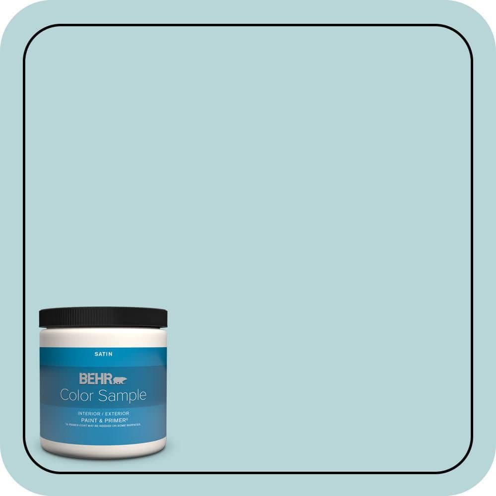 BEHR PREMIUM PLUS 8 oz. #510E-2 Rhythmic Blue Satin Enamel Interior/Exterior Paint & Primer Color Sample