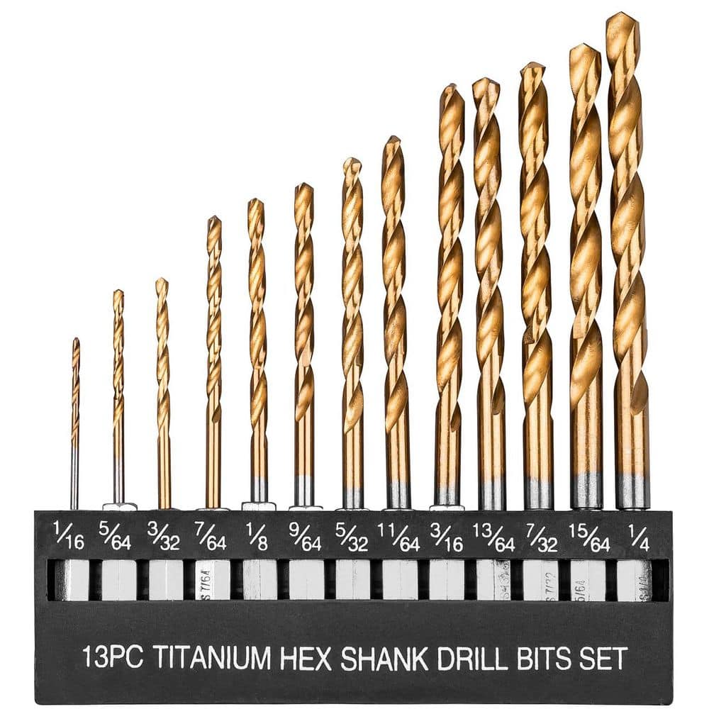 Unbranded 19 PCS Hex Shank Drill Bit Set 1/16-1/4 HSS Titanium Coated Twist Bits with Holder for Metal Wood Plastic (1)