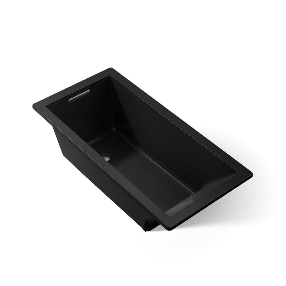 KOHLER Underscore 66 in. x 32 in. Rectangular Soaking Bathtub with Reversible Drain in Black (1)