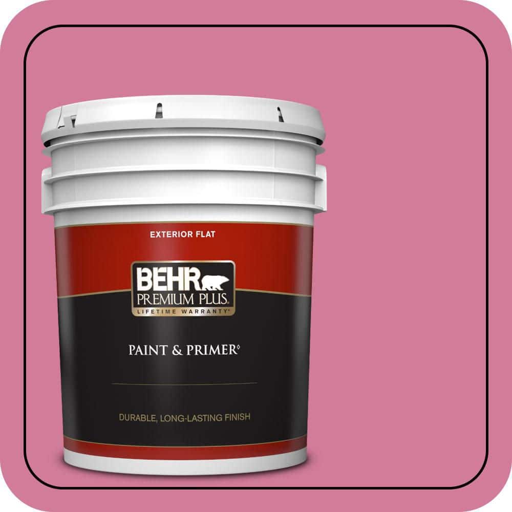 BEHR PREMIUM PLUS 5 gal. #P130-5 Little Bow Pink Flat Exterior Paint & Primer