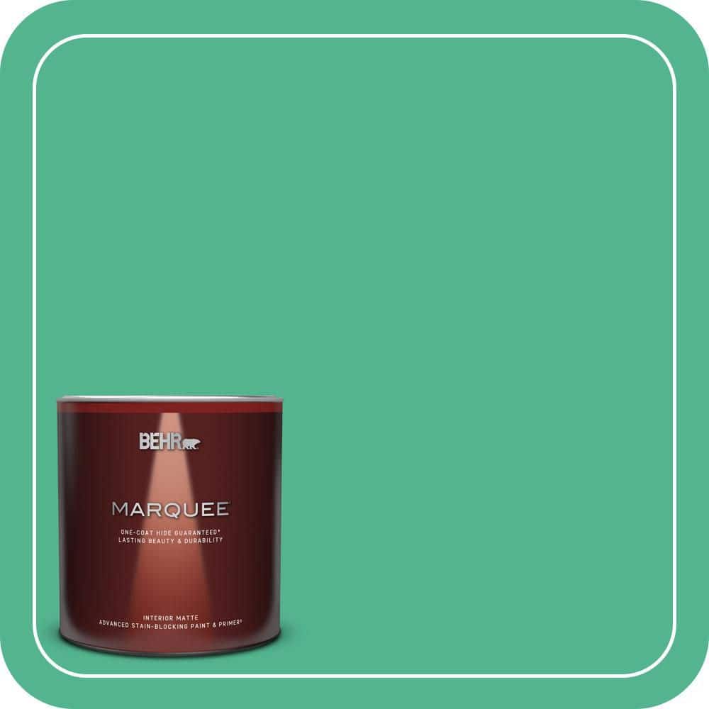 BEHR MARQUEE 1 Qt. #MQ4-16 Aruba Green One-Coat Hide Matte Interior Paint & Primer