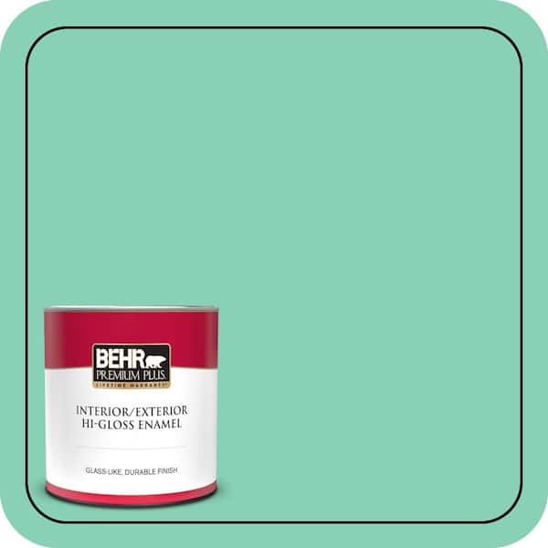BEHR PREMIUM PLUS 1 qt. #P420-3 Tropical Trail Hi-Gloss Enamel Interior/Exterior Paint & Primer (2)