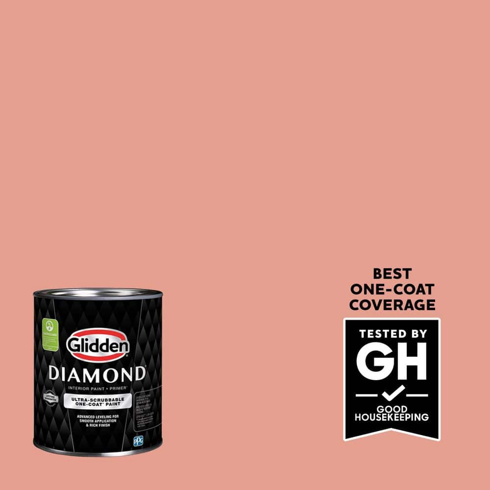 Glidden Diamond 1 qt. PPG1191-4 Coral Blush Semi-Gloss Interior Paint with Primer (1)