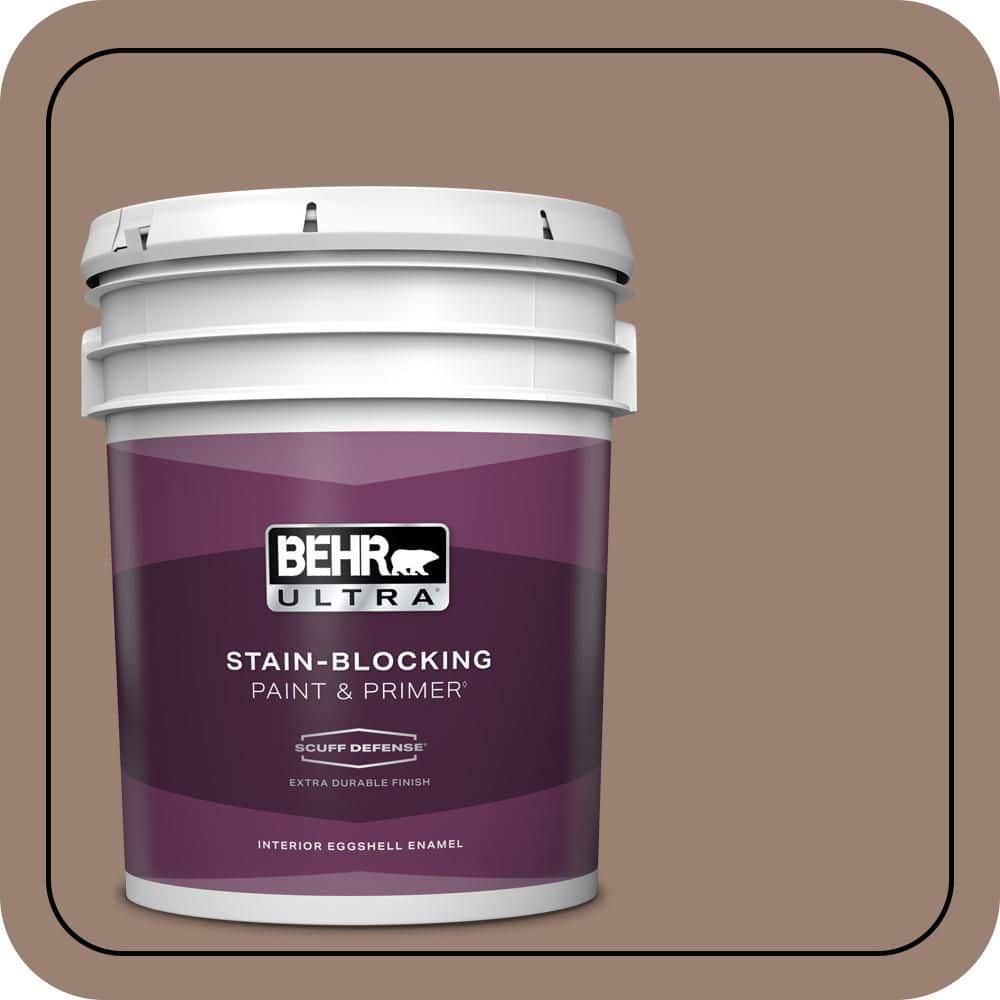BEHR ULTRA 5 gal. #N190-5 Frontier Brown Extra Durable Eggshell Enamel Interior Paint & Primer