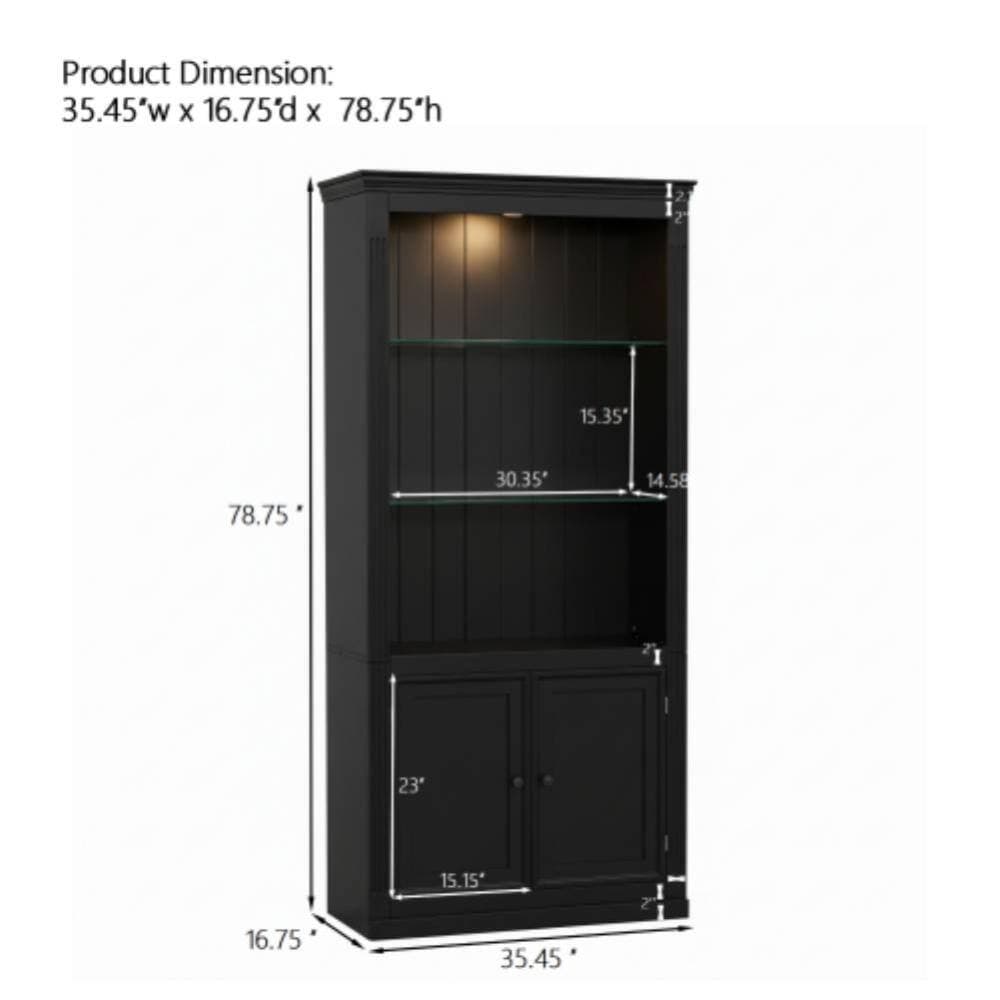 Unbranded 35.45 in. W x 16.75 in. D x 78.75 in. H Bathroom Black Linen Cabinet (2)
