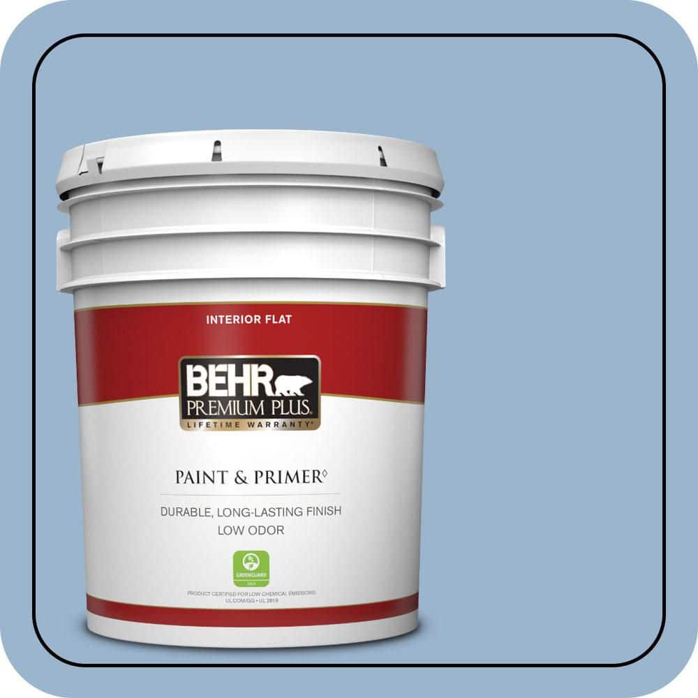 BEHR PREMIUM PLUS 5 gal. #PPU14-10 Blue Suede Flat Low Odor Interior Paint & Primer