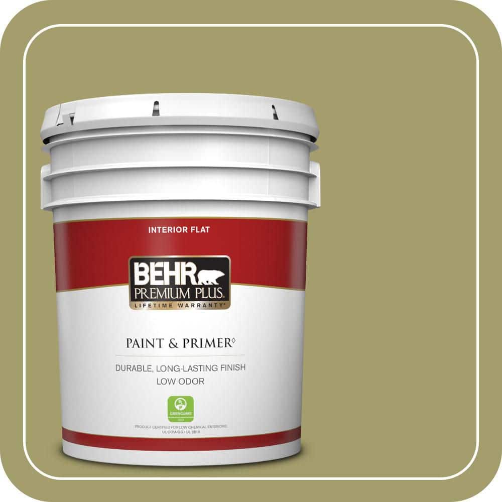 BEHR PREMIUM PLUS 5 gal. #S340-5 Farm Fresh Flat Low Odor Interior Paint & Primer