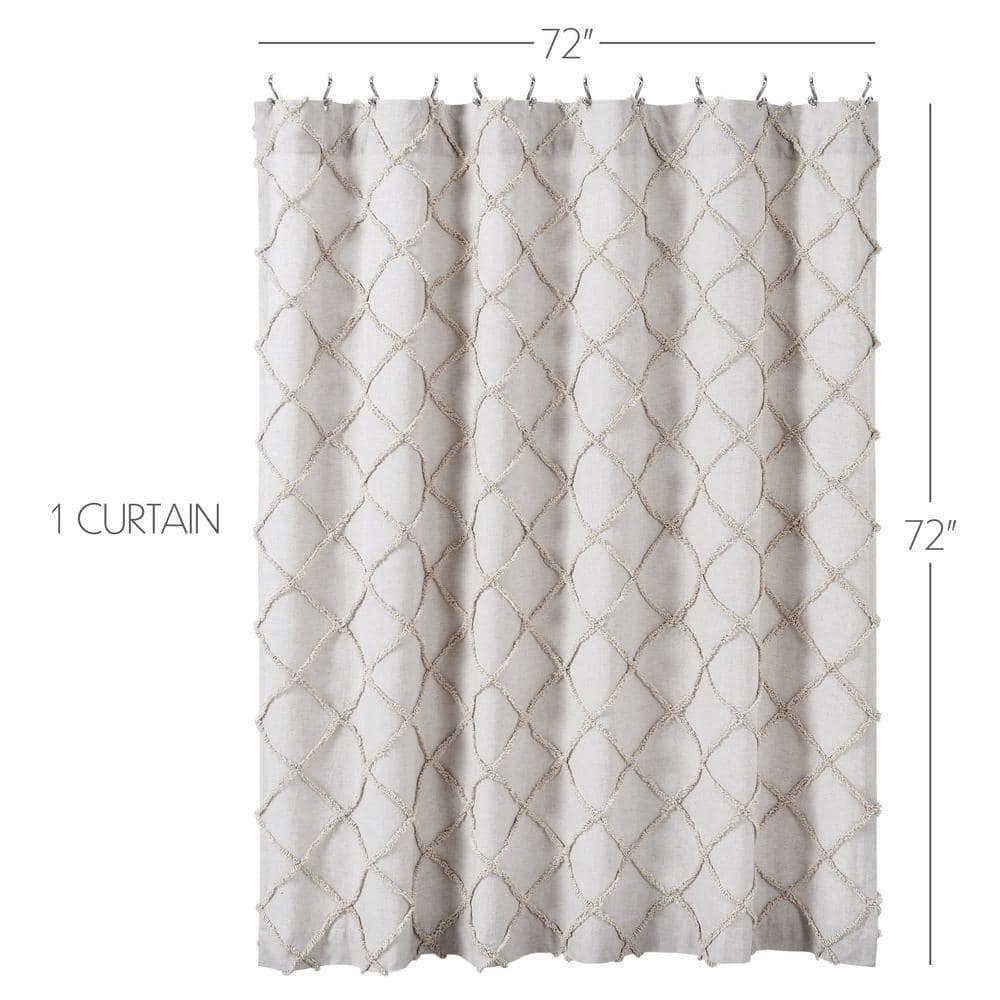 VHC BRANDS Frayed Lattice 72 in. Oatmeal Shower Curtain (3)