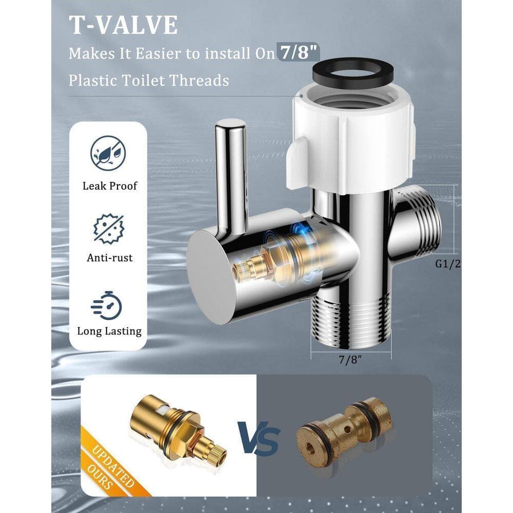 Anqtovp Handheld Bidet Attachment with Water Filter, Stainless Jet Sprayer with Adjustable Pressure, Leak-Proof Hose (2)