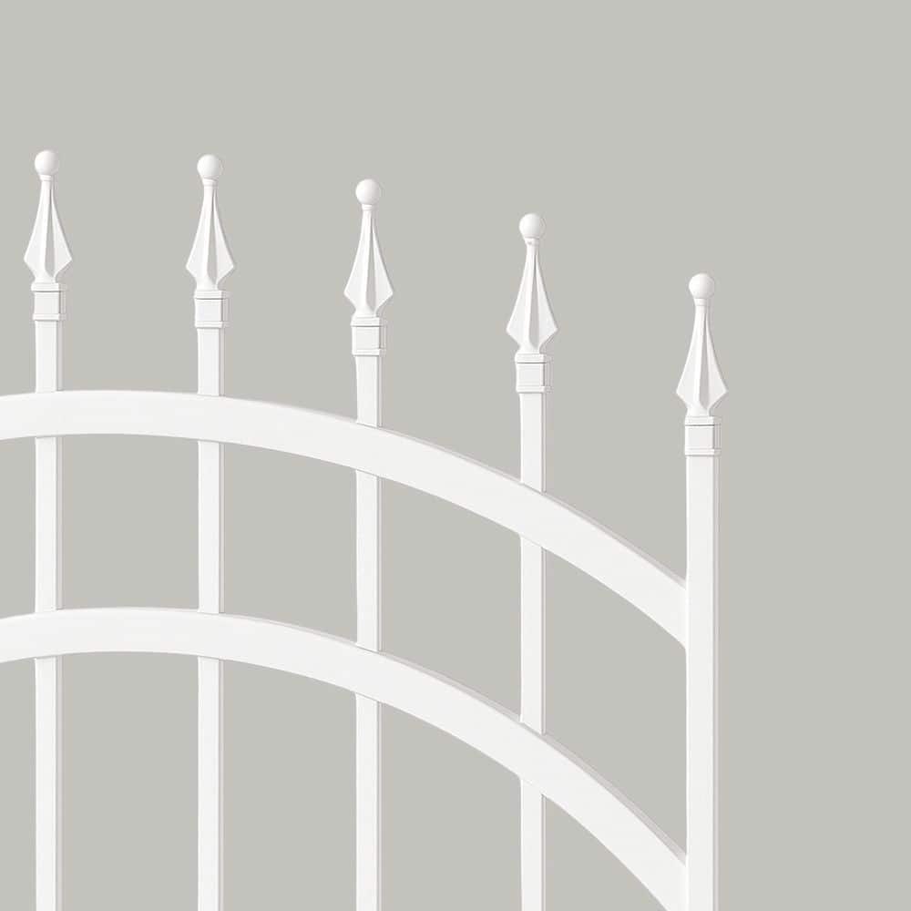 NUVO IRON Glossy Arched Tiger Eye Steel Gate (45 in. W 56 in. H) with Self-Close Hardware, Double-Sided Handle, 2x2 Hinges (4)