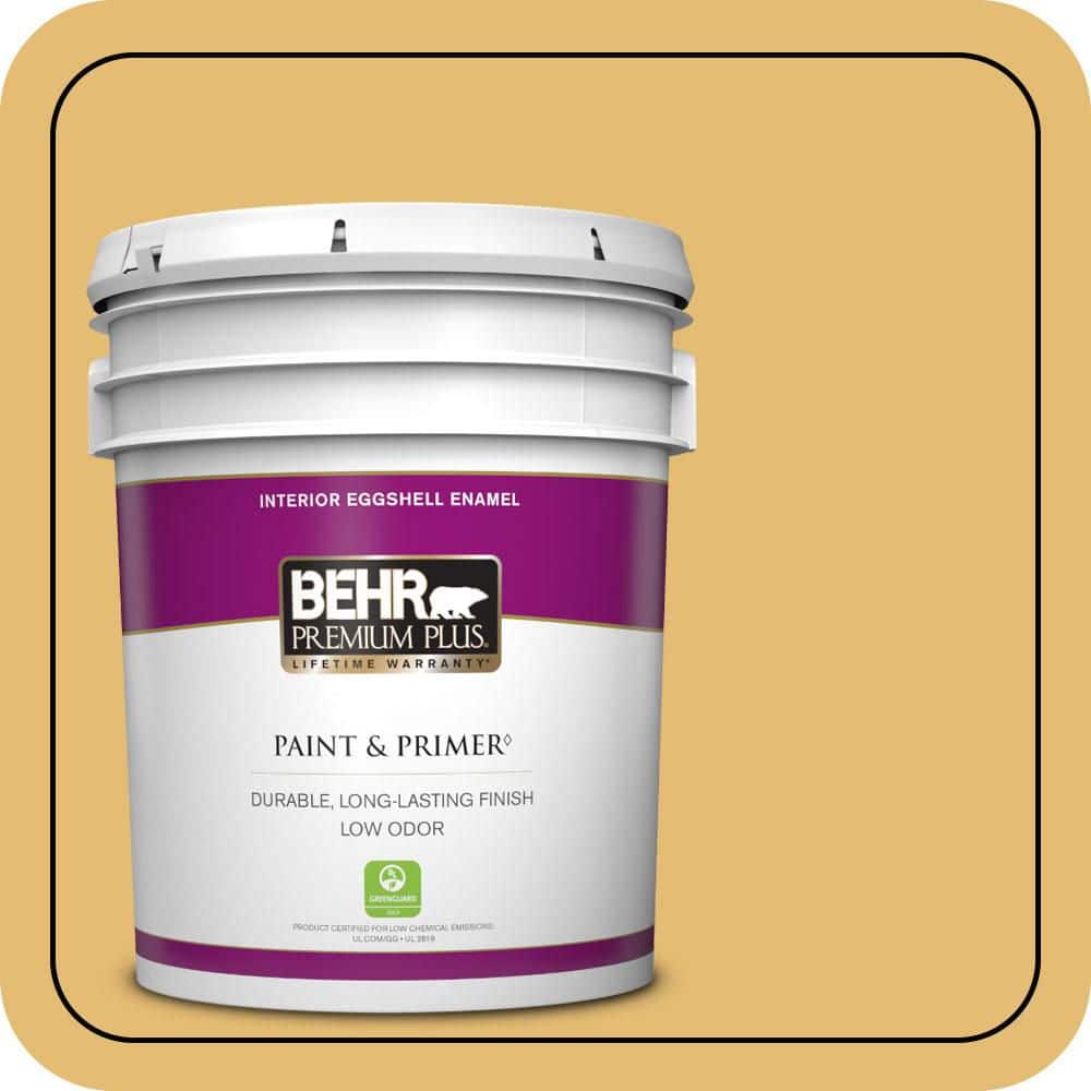 BEHR PREMIUM PLUS 5 gal. #PMD-96 Wild Wheat Eggshell Enamel Low Odor Interior Paint & Primer