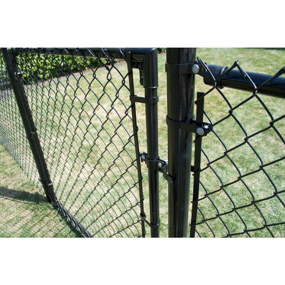 Everbilt 2-3/8 in. Chain Link Fence Black Walk-Through Gate Hardware Set (3)