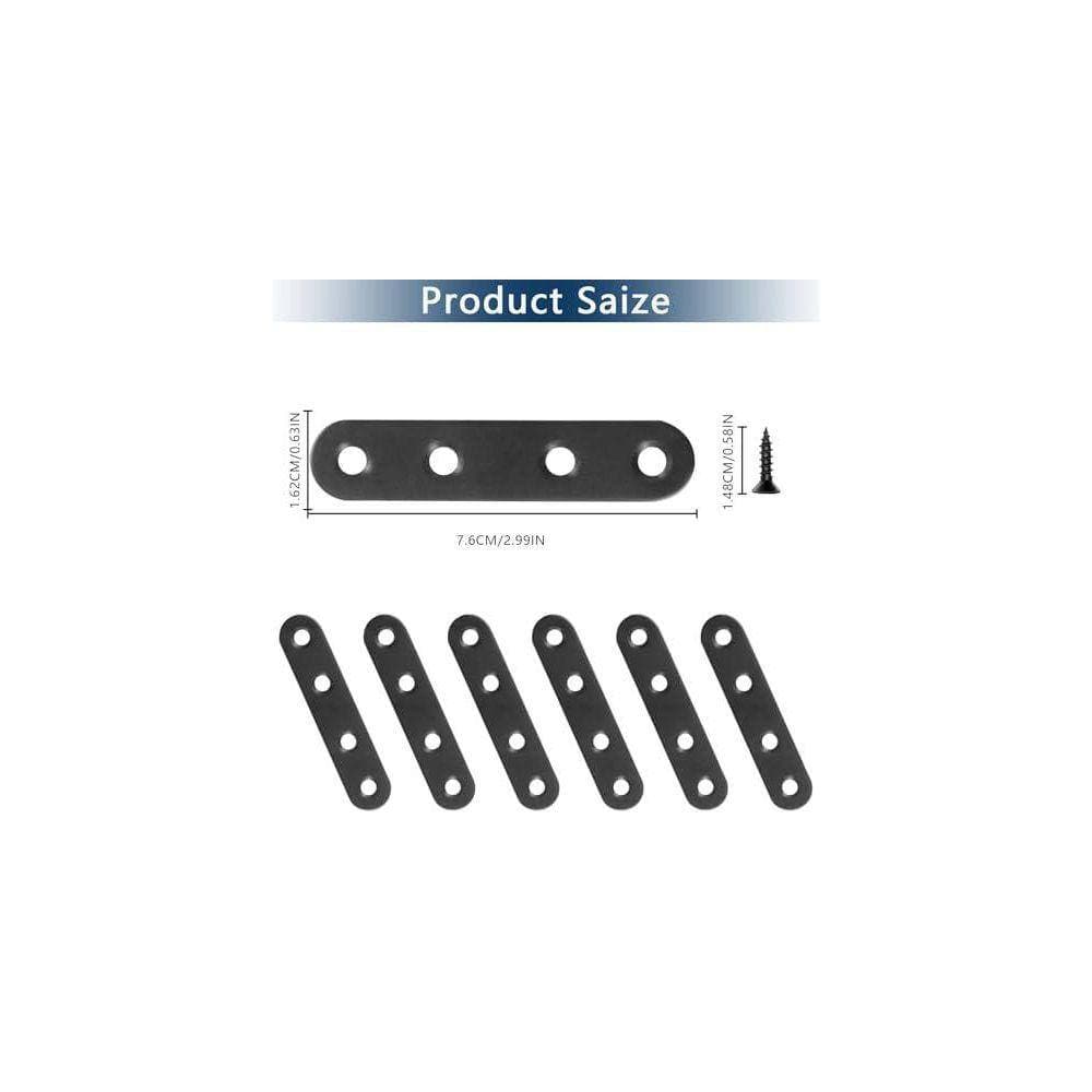KIWDZFU 2.99 x 0.63 1.8-Guage Stainless Steel Flat Brackets Nail Stop Nail Plate 12-Pack with 48 Screws (2)