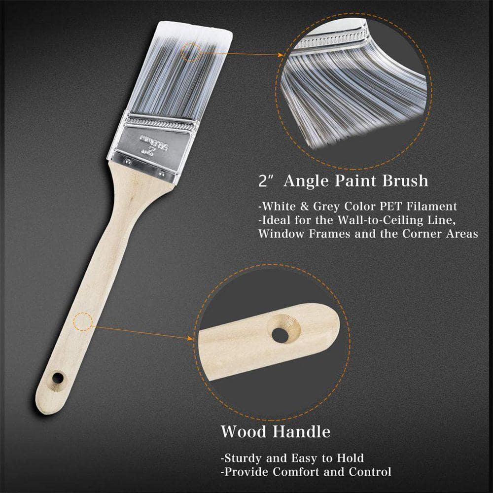 Dracelo 9-Pieces Paint Roller Kit with Metal Tray and Angle Paint Brush (3)