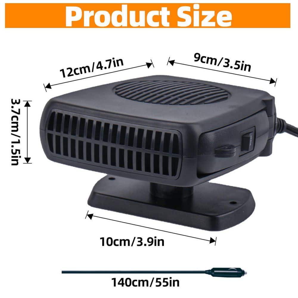 DYRCJ 200W 12V Portable Car Heater and Defroster with 360° Rotating Head ABS and Pure Copper for Car SUV Truck 1 Pack (2)