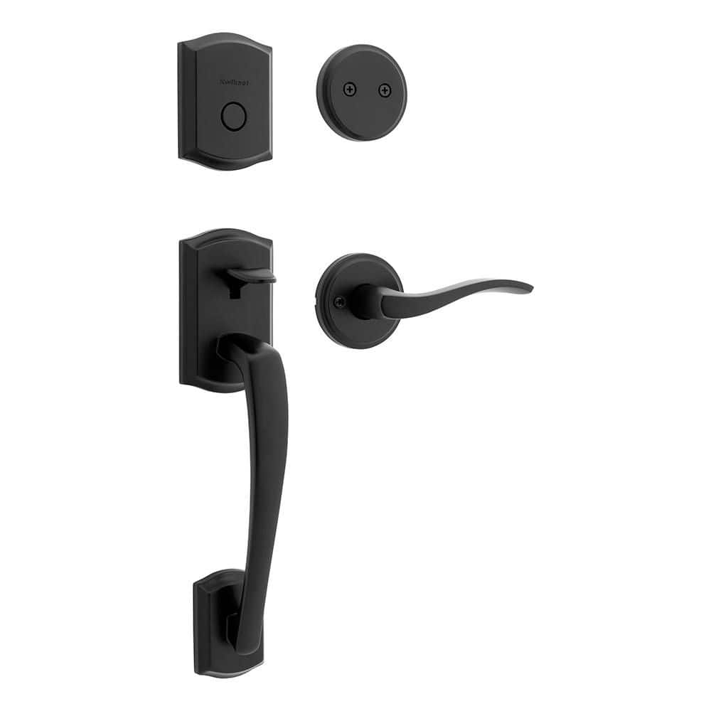 .N/A Prescott Matte Black Double Door Dummy Door Handleset with Sedona Interior Door Handle