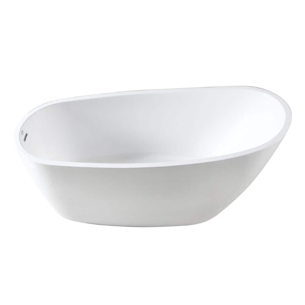 Kingston Brass Aqua Eden 72 in. x 32 in. Acrylic Freestanding Soaking Bathtub in Glossy White with Drain (1)