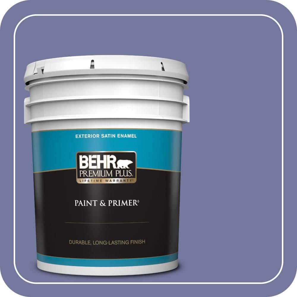 BEHR PREMIUM PLUS 5 gal. #630D-6 Palace Purple Satin Enamel Exterior Paint & Primer