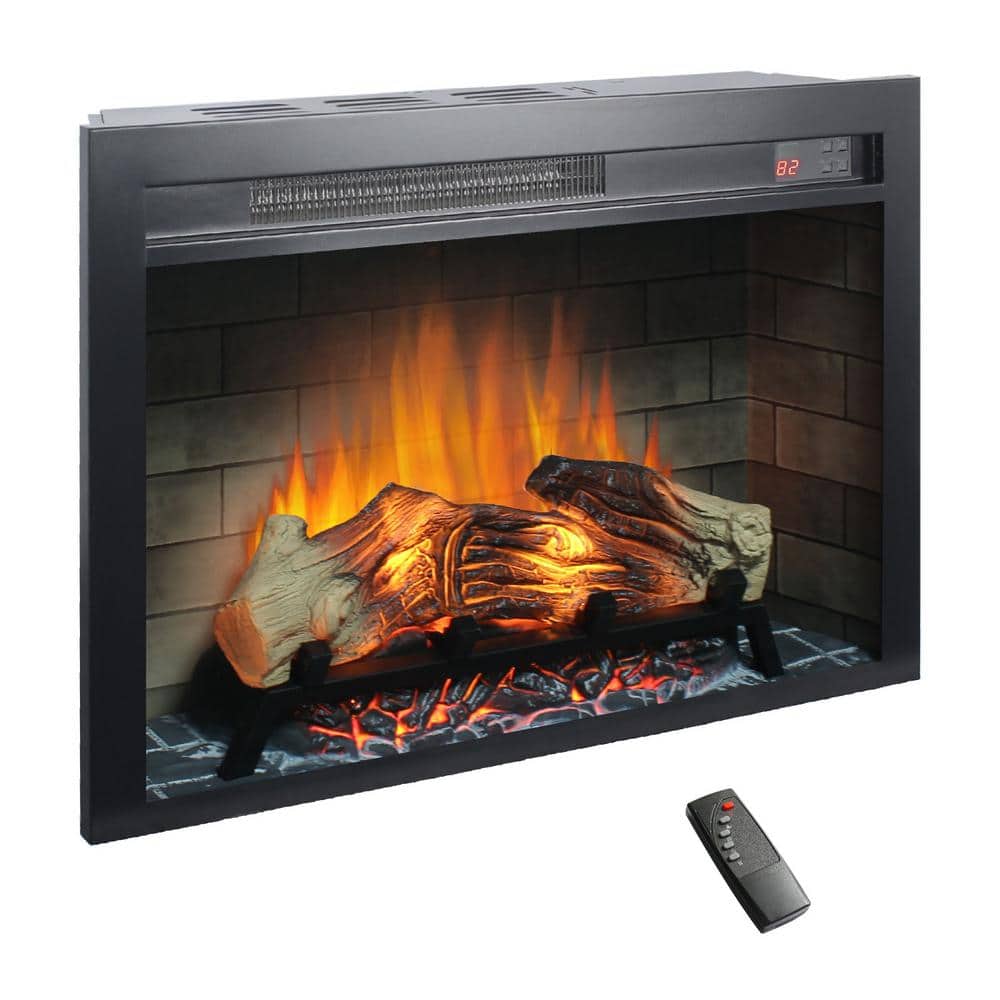 Tidoin 28 in. Direct Vent Electric Fireplace Insert with Remote Control and Multi-Colored Flames (1)