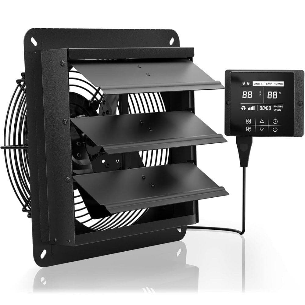 KIWDZFU 10 in. High-Speed Shutter Exhaust Fan with Temperature Humidity Control for Greenhouses, Garages (1)