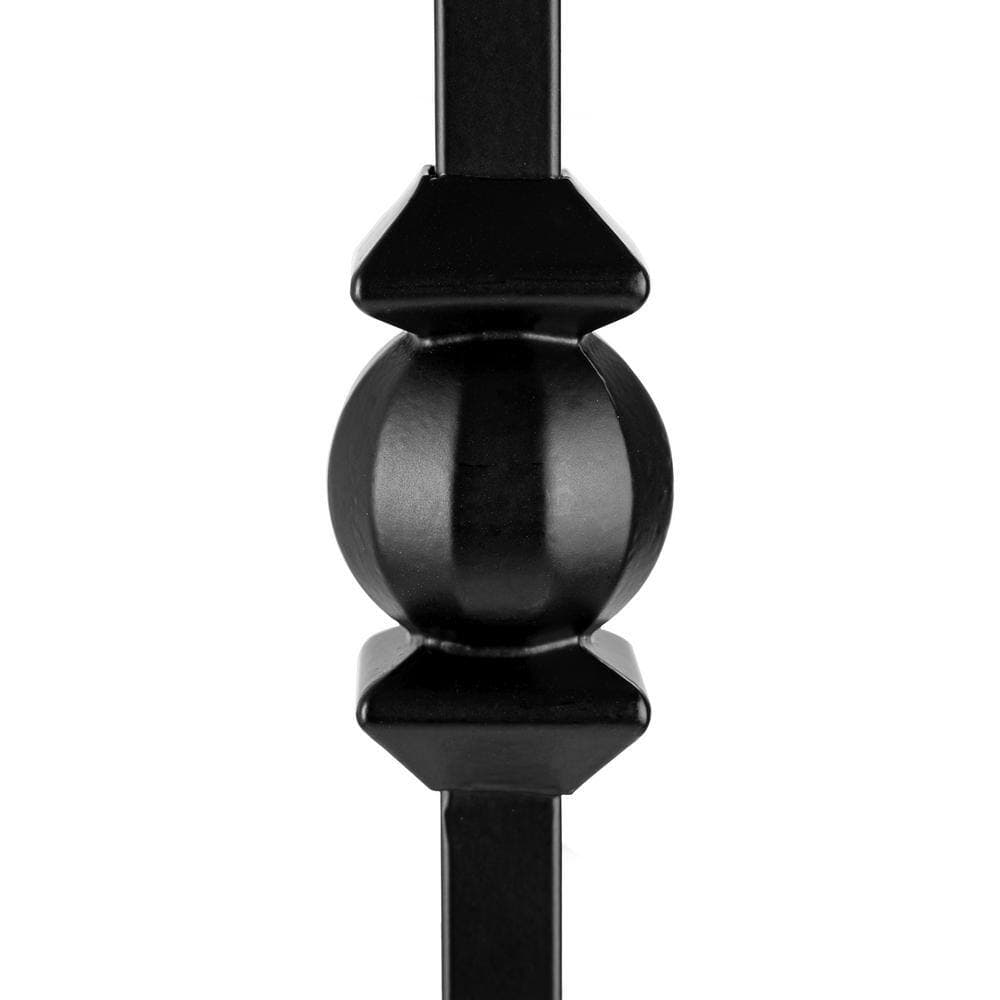 NUVO IRON 44 in. H x 1/2 in. W Black Steel Long Hollow Interior Stair Railing Square Baluster Double Ball and Sphere (12-Pack) (2)