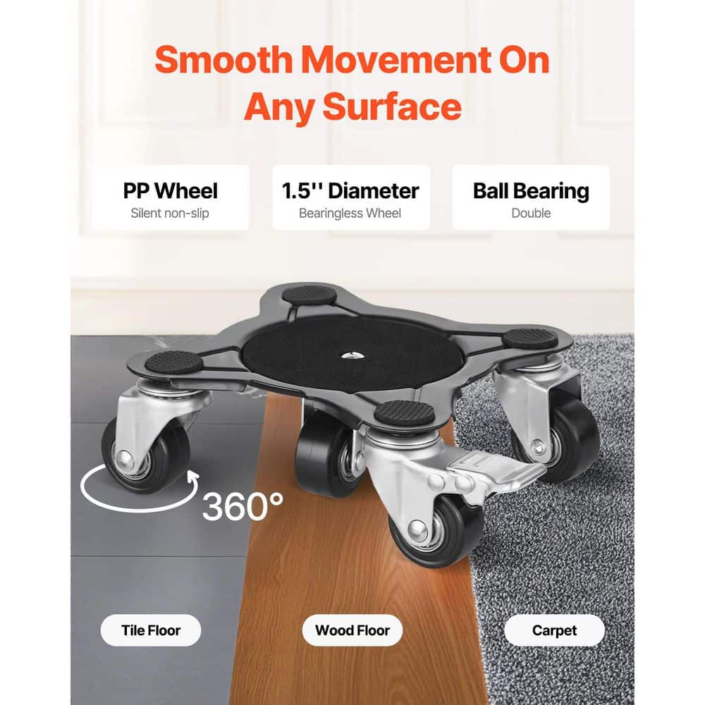 VEVOR Furniture Dolly, Maximum 1200 lbs. Load Capacity Heavy Duty Furniture Movers 360° Rotation Wheels, Carbon Steel Panel (3)