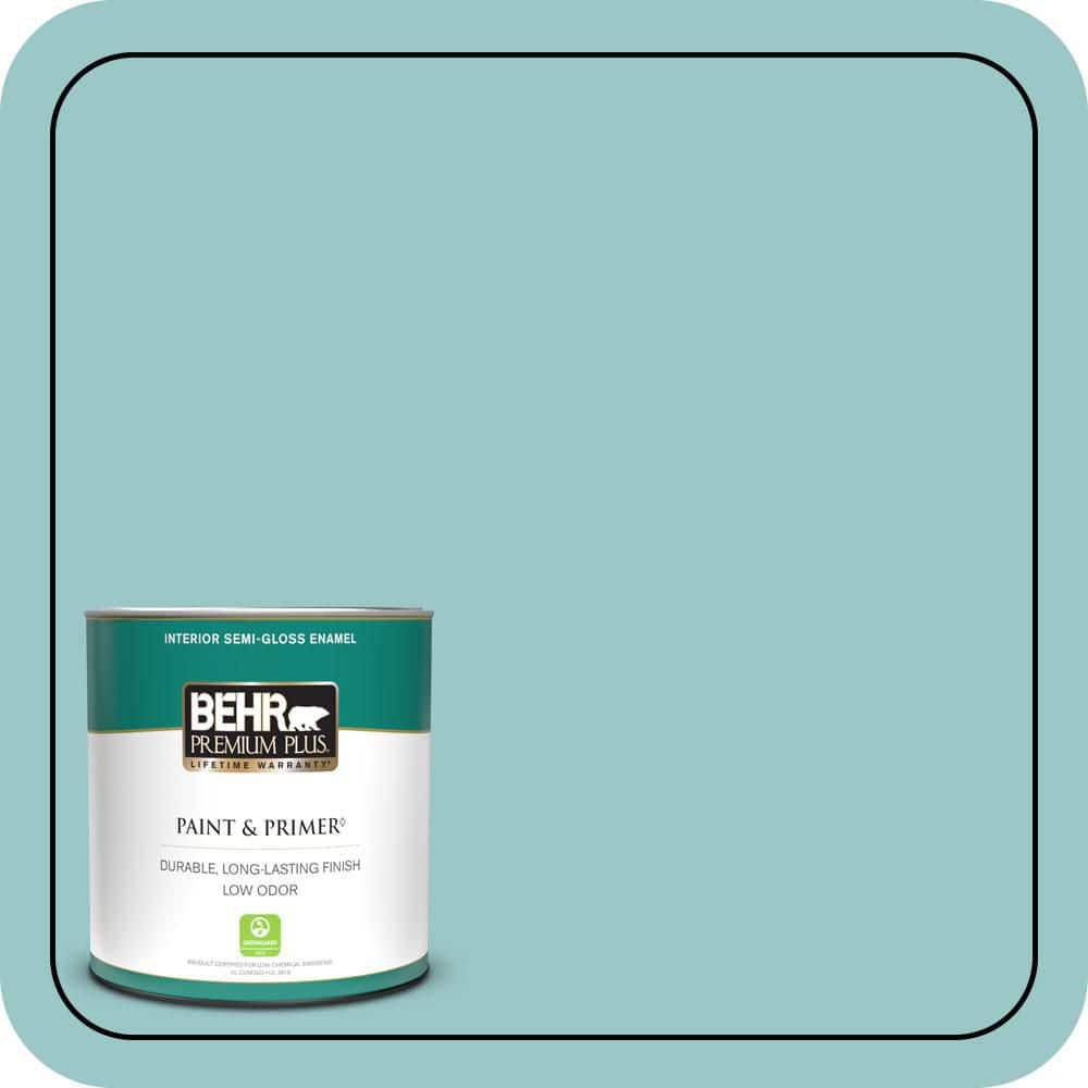 BEHR PREMIUM PLUS 1 qt. #MQ6-8 Aquifer Semi-Gloss Enamel Low Odor Interior Paint & Primer