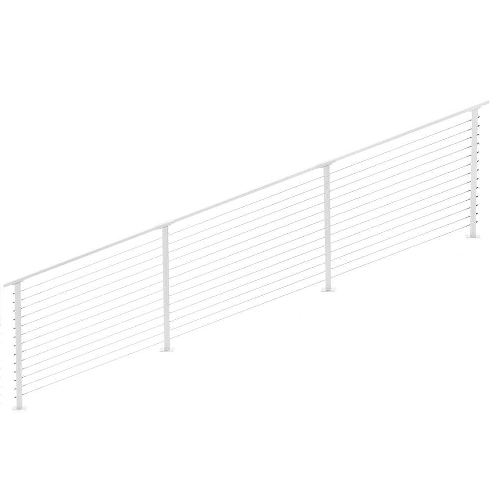 CityPost 14 ft. Stair Cable Railing, 42 in. Base Mount, White (1)