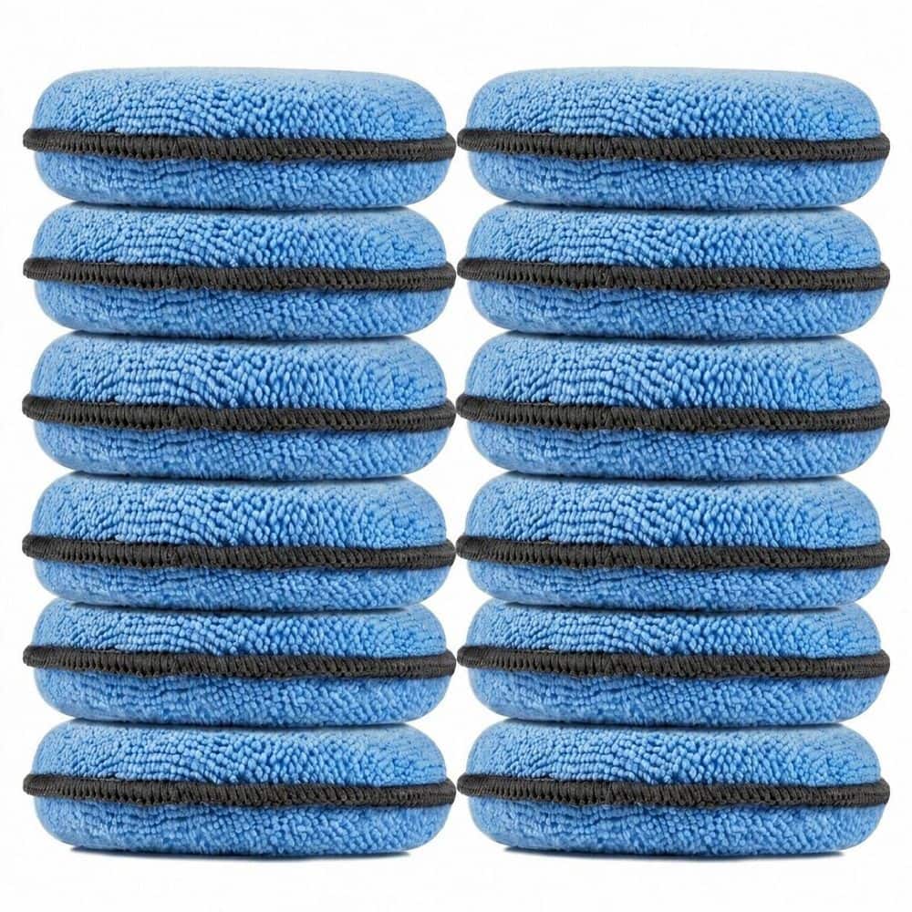 LAIFUCAM 12 Pack Microfiber Foam Car Wax Applicator Pads with Super Absorbent Surface for Car Detailing Polishing (1)