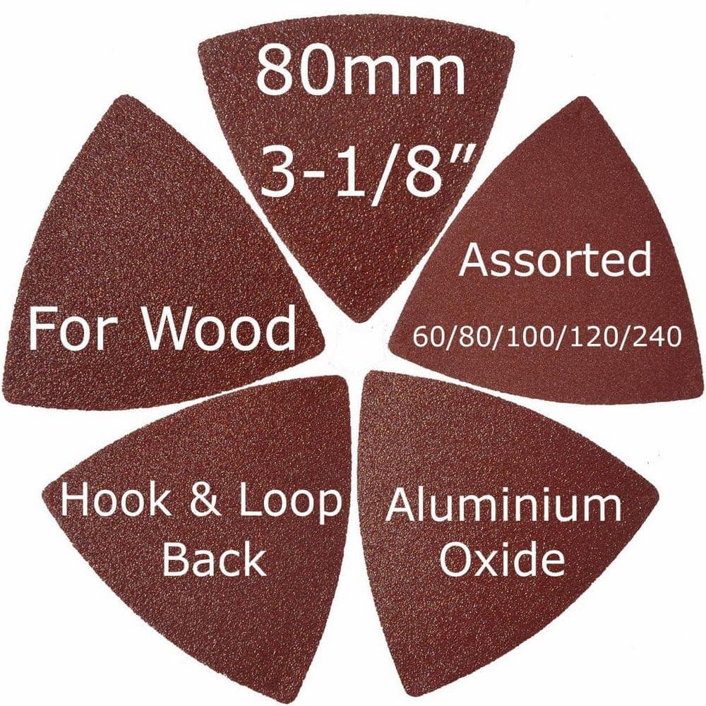 Unbranded 3-1/8 Inch Aluminium Oxide Sanding Pads with Assorted Grits for Triangle Oscillating Multi Tool (55-Pack) (2)