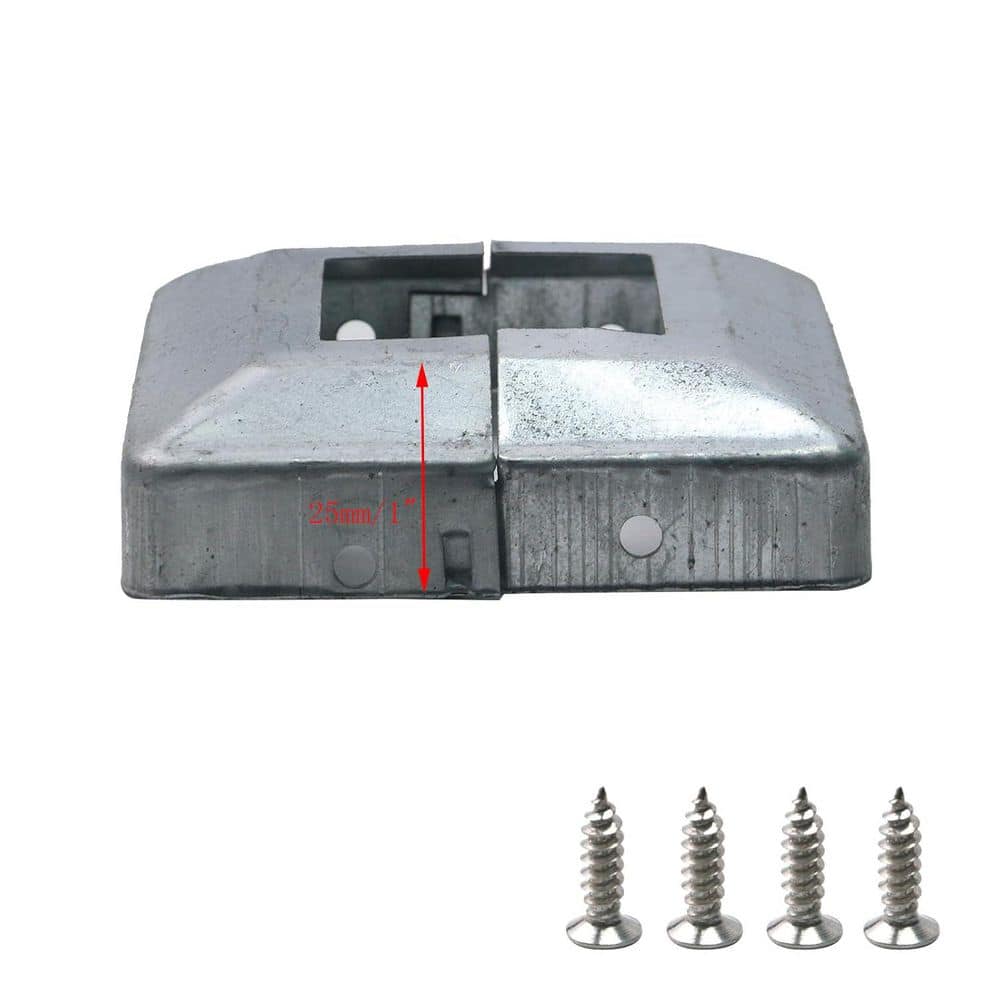 Afoxsos Metal Post Skirt 1.5 x 1.5 in. Base Mounting Plate 3.5 External Column Wraps Silver Covers for Railings 6 Pack (2)