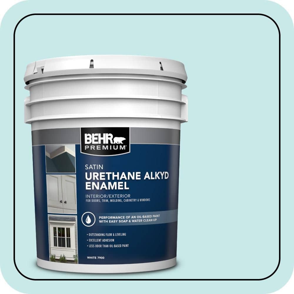 BEHR PREMIUM 5 gal. #M460-1 Tahitian Sky Urethane Alkyd Satin Enamel Interior/Exterior Paint