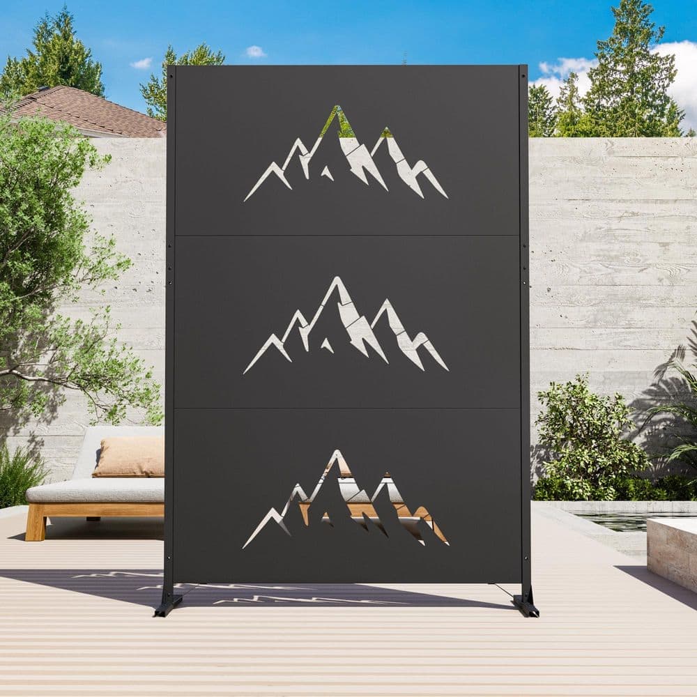 COVERED OUTDOOR OUTDOOR LIVING SPACES Ultra Series 4x6 ft. Patio Metal Privacy Screen (Summit Horizon), with Artistic Modular Designs