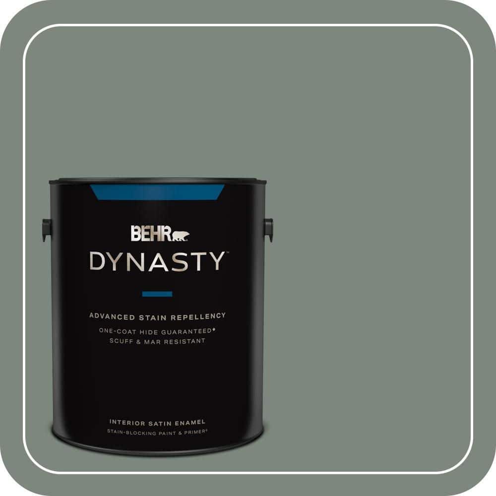 BEHR DYNASTY 1 gal. #700F-5 Wild Sage Satin Enamel Interior Stain-Blocking Paint & Primer