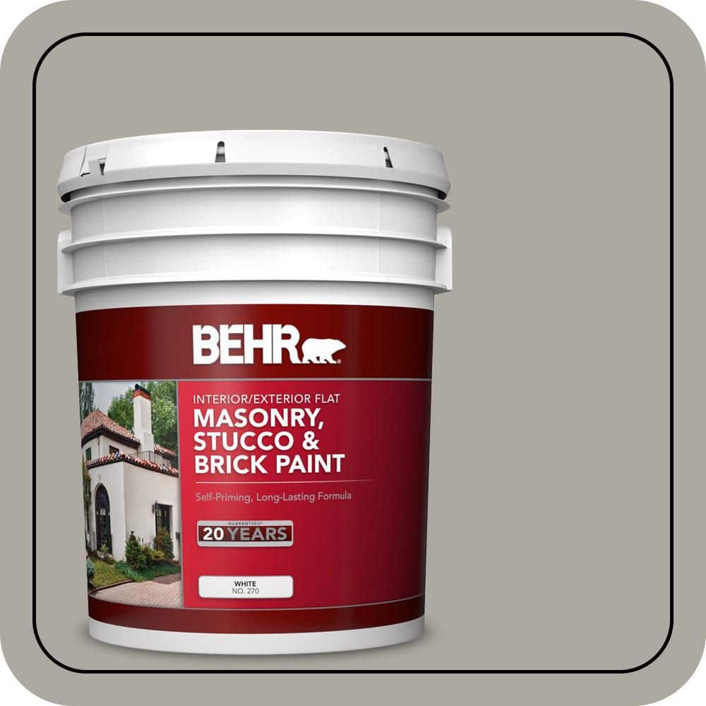 BEHR 5 gal. #N360-3 Still Gray Flat Interior/Exterior Masonry, Stucco and Brick Paint (1)
