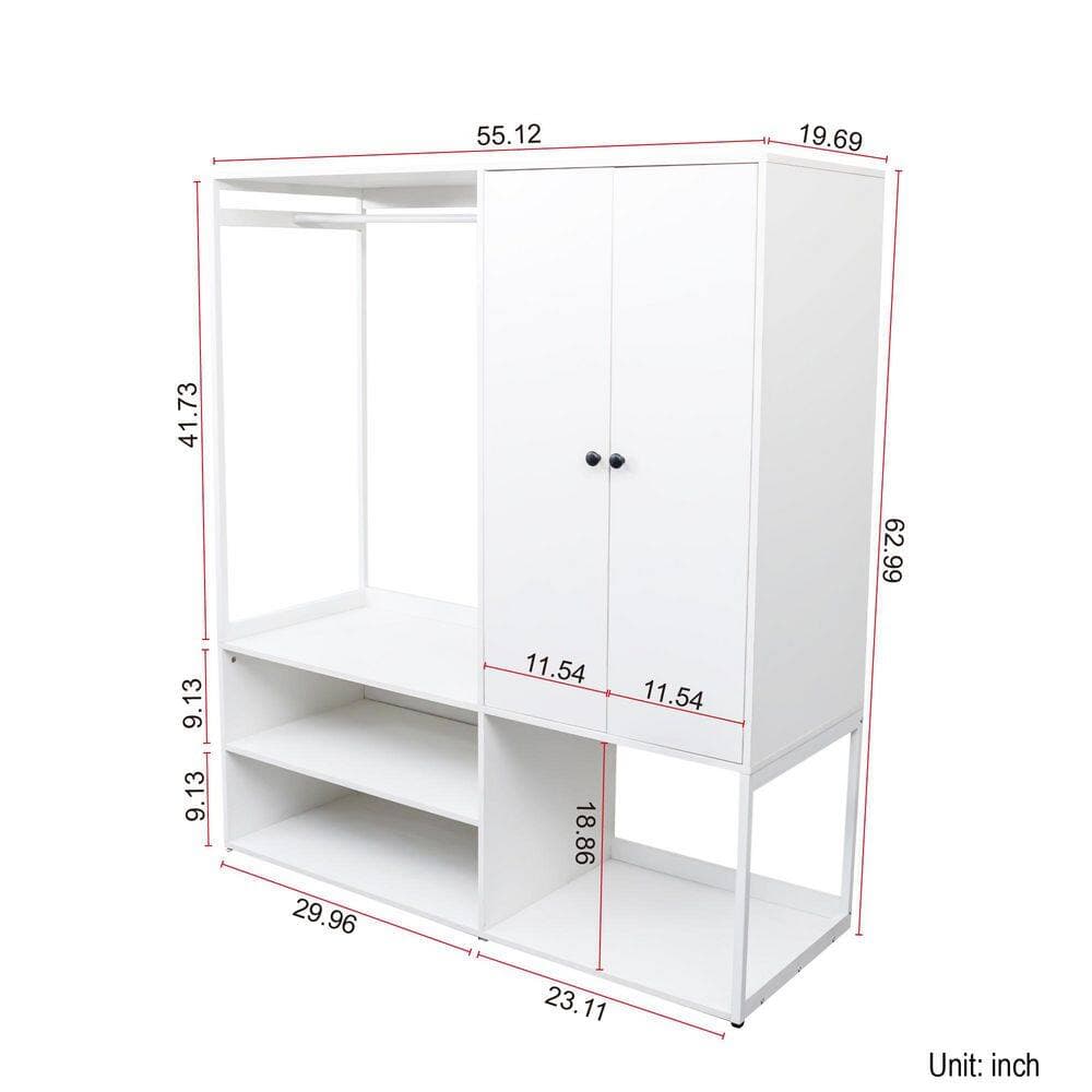 Tahanbath 15.75 in. W x 39.37 in. D x 70.87 in. H White Wood Freestanding Linen Cabinet w/Drawers and 6-Shelves in White (3)