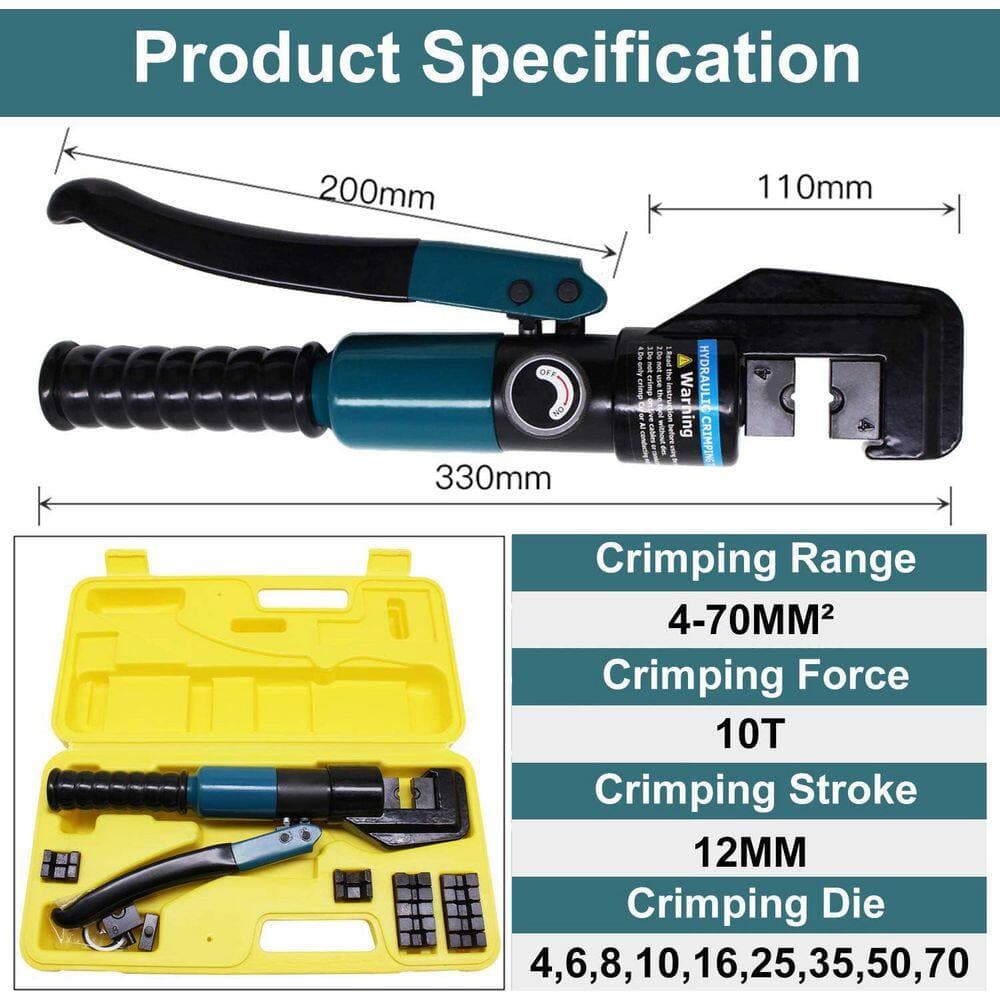 Afoxsos 10 Ton Hydraulic Crimping Tool Cable Cutter with 11 Dies Wire Swaging Tool for 1/8 to 3/16 Cable Railing (2)
