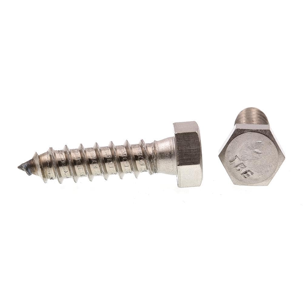 Prime-Line 3/8 in. x 1-1/2 in. Grade 18-8 Stainless Steel Hex Lag Screws (25-Pack) (2)