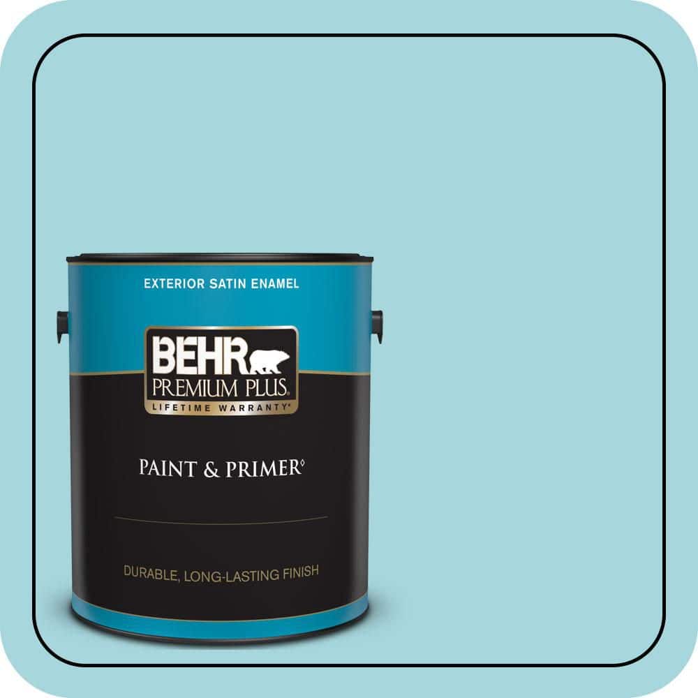 BEHR PREMIUM PLUS 1 gal. #520C-3 Rapture Blue Satin Enamel Exterior Paint & Primer
