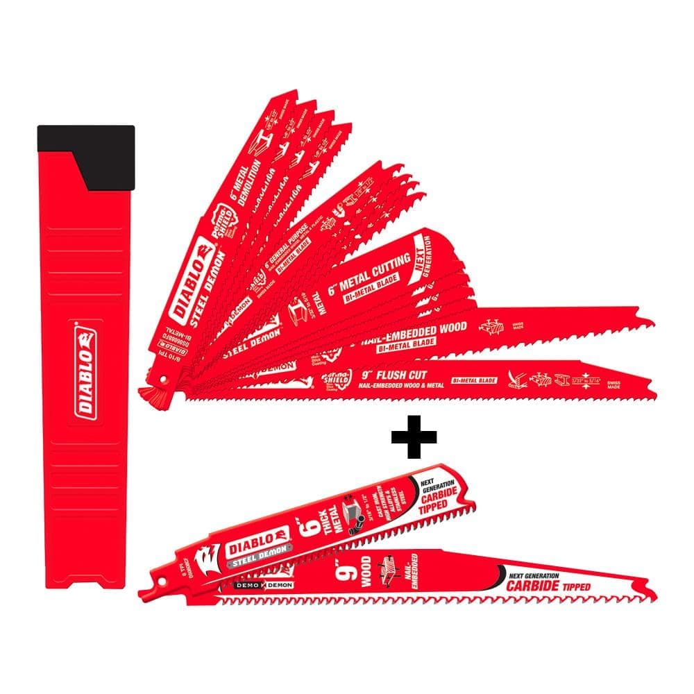 DIABLO Bi-Metal Reciprocating Saw Blade Set 14 pc with 2 Free Carbide Blades (16-Piece)