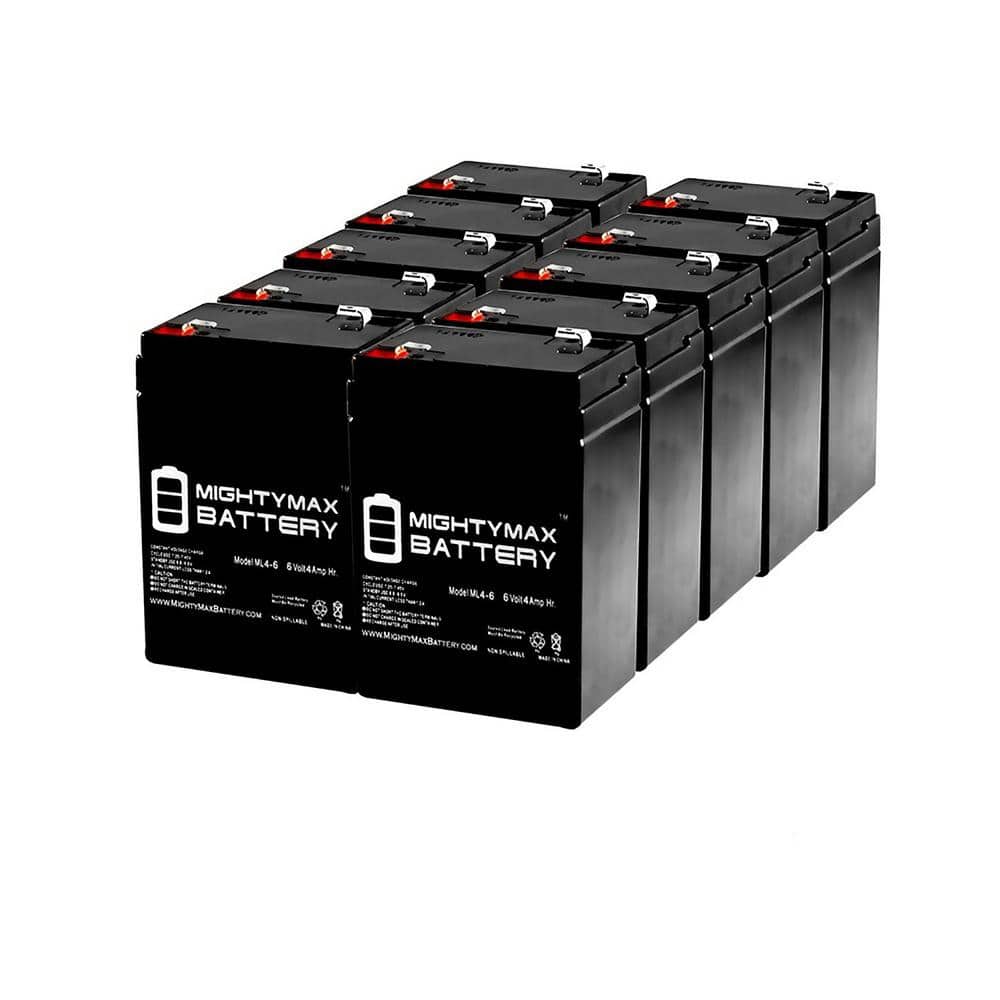 MIGHTY MAX BATTERY 6V 4.5AH Replacement Battery compatible with SigmasTek Eagle Picher CF-6V4.5 - 10 Pack