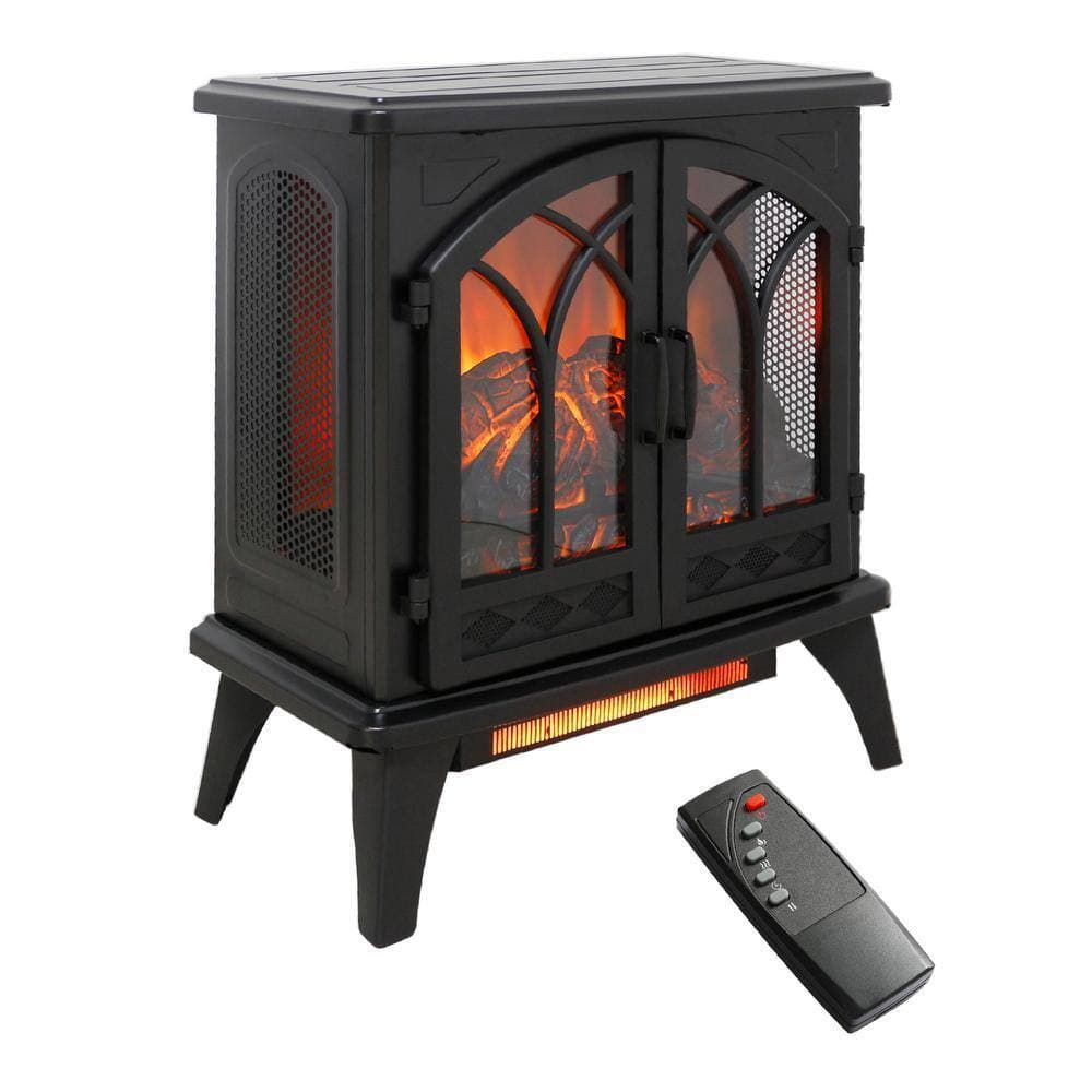 Edendirect 24 in. Freestanding Infrared Electric Fireplace with remote control in Black (1)