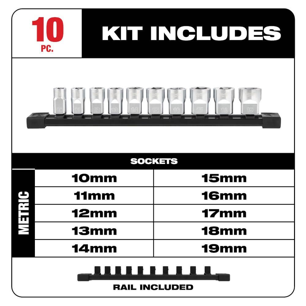 Milwaukee . SAE and Low Profile 6-Point Sockets with FOUR FLAT Sides (3)