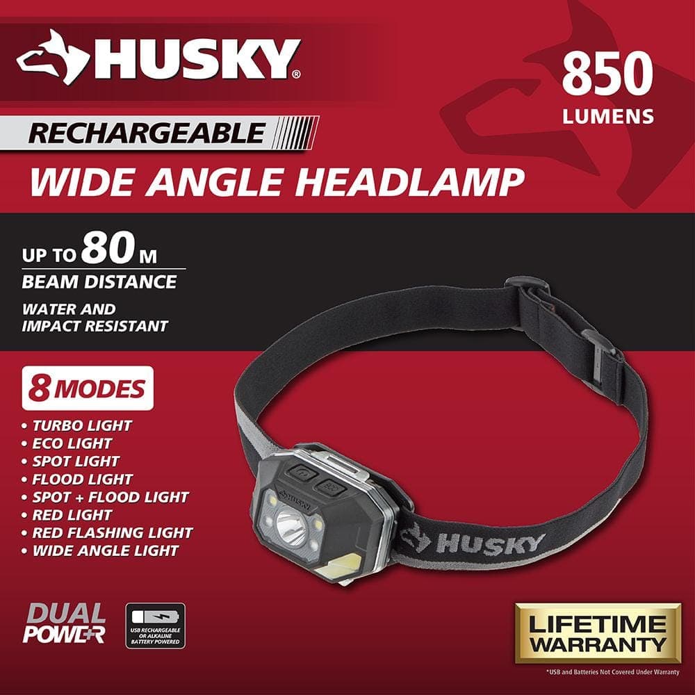 Husky Lumens Dual Power LED Rechargeable Wide Angle Headlamp (2)